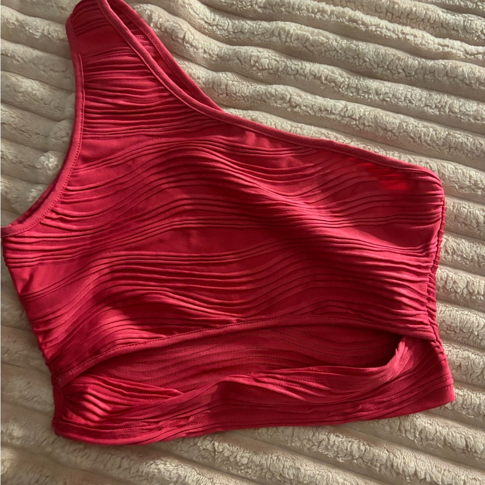 one shoulder top with cut out in the middle